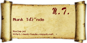 Munk Tünde névjegykártya